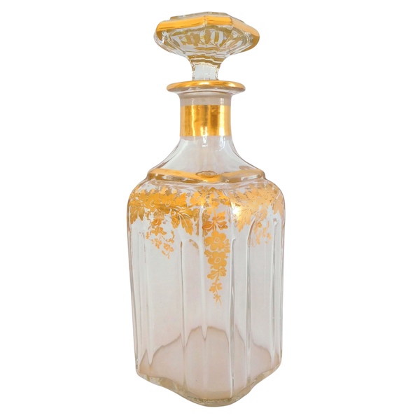 Carafe à liqueur / carafe à whisky d'époque Napoléon III en cristal de Baccarat doré
