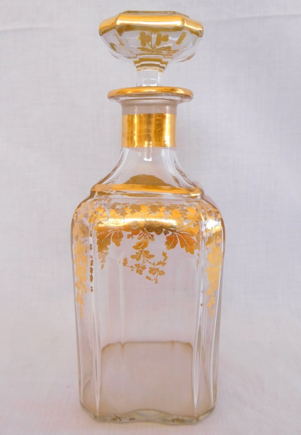 Carafe à liqueur / carafe à whisky d'époque Napoléon III en cristal de Baccarat doré