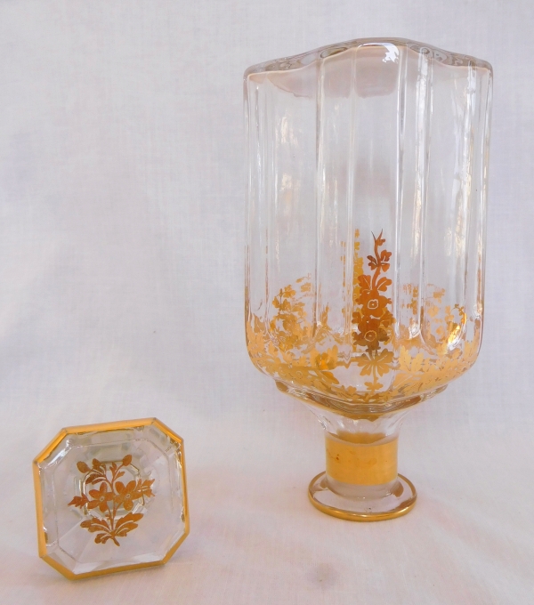 Carafe à liqueur / carafe à whisky d'époque Napoléon III en cristal de Baccarat doré