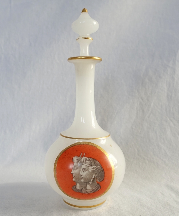 Baccarat crystal opaline liquor bottle - Napoleon III production