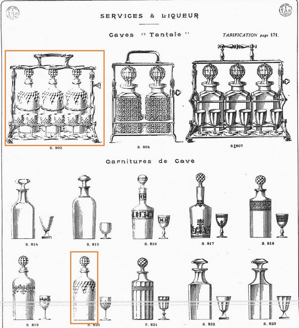 Rare carafe à liqueur en cristal de Baccarat, modèle Richelieu, étiquette papier