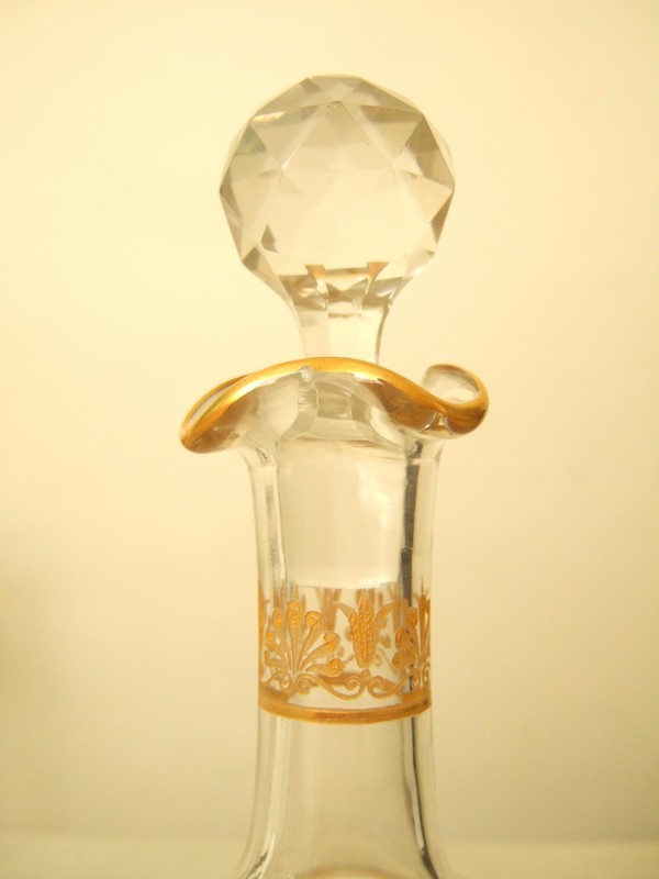 St Louis crystal liquor decanter enhanced with fine gold