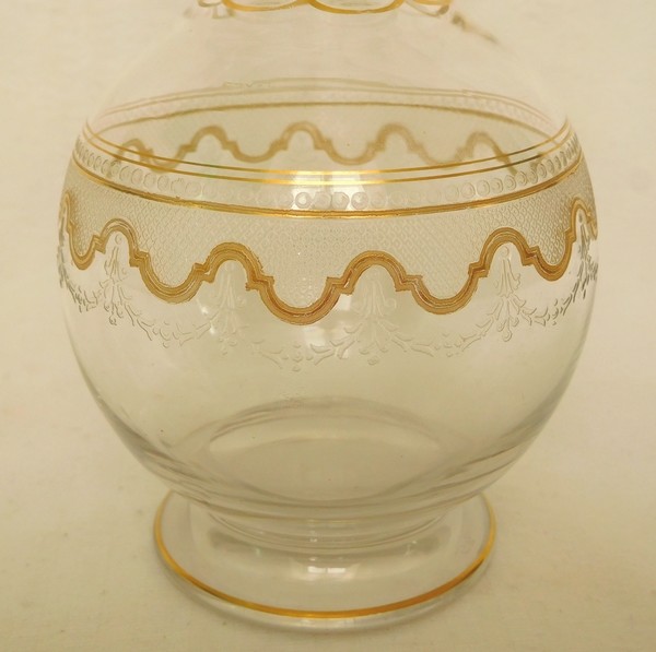 St Louis crystal liquor decanter enhanced with fine gold, Louis XVI style