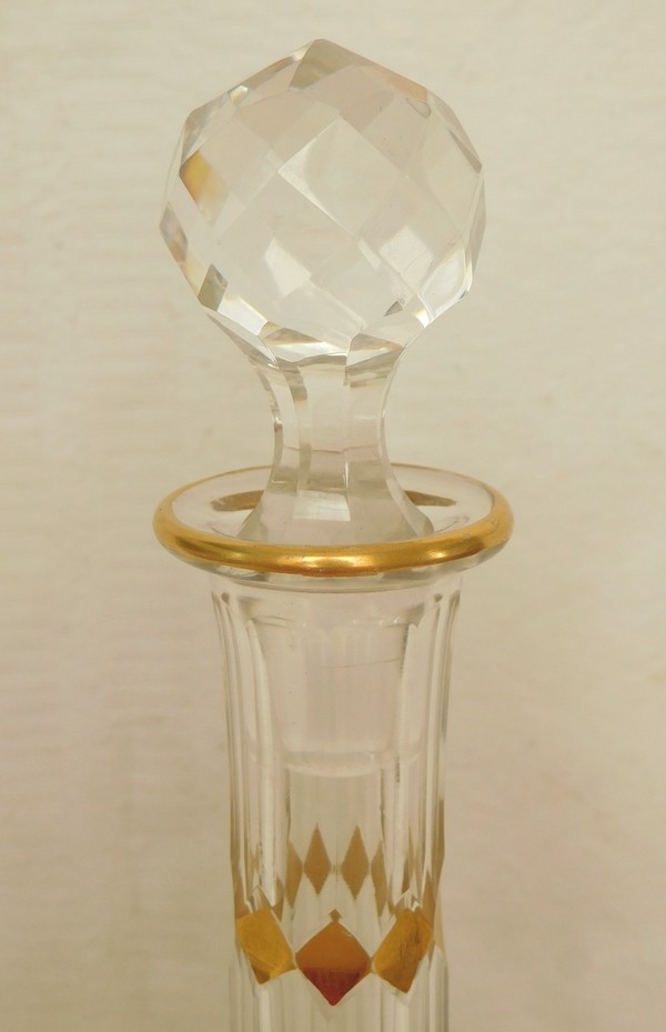 St Louis crystal liquor decanter enhanced with fine gold, Louis XVI style