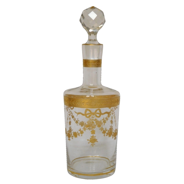Carafe à liqueur de style Louis XVI en cristal de Baccarat doré à l'or fin