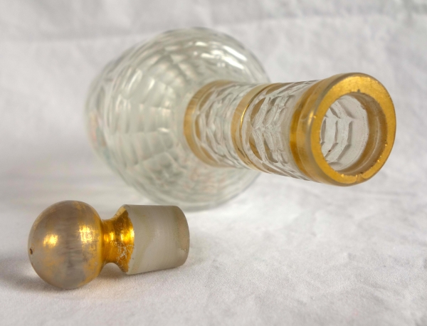 18th century liquor bottle - cut, gilt and enamelled glass