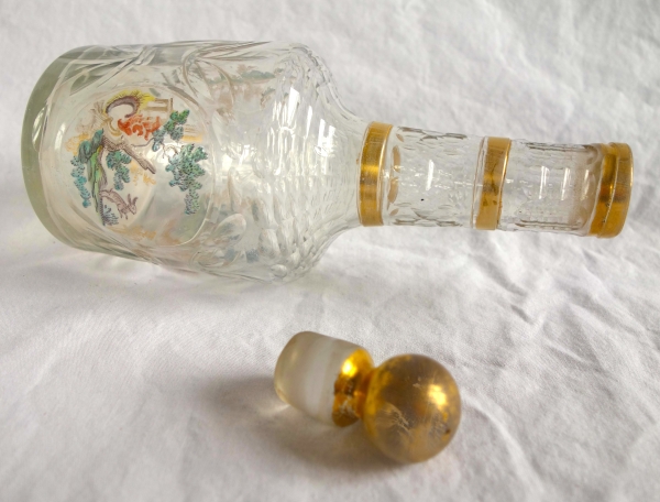18th century liquor bottle - cut, gilt and enamelled glass