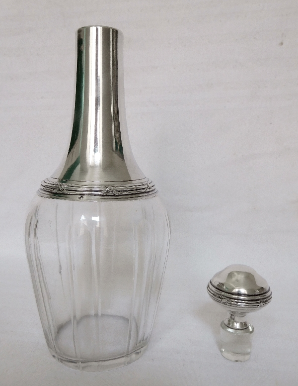 Carafe à liqueur en cristal de Baccarat et argent massif, poinçon Minerve, par Ravinet d'Enfert