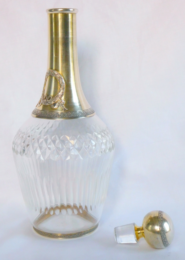 Empire style Baccarat crystal and vermeil wine decanter