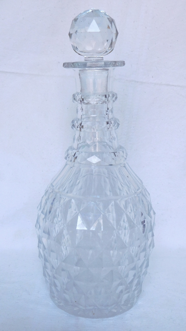 Carafe à vin / flacon à whisky en cristal, Le Creusot ou Baccarat époque Restauration 1820 - 1830