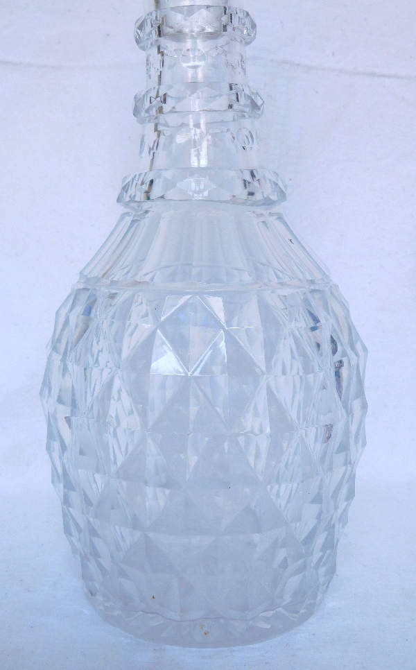 Carafe à vin / flacon à whisky en cristal, Le Creusot ou Baccarat époque Restauration 1820 - 1830