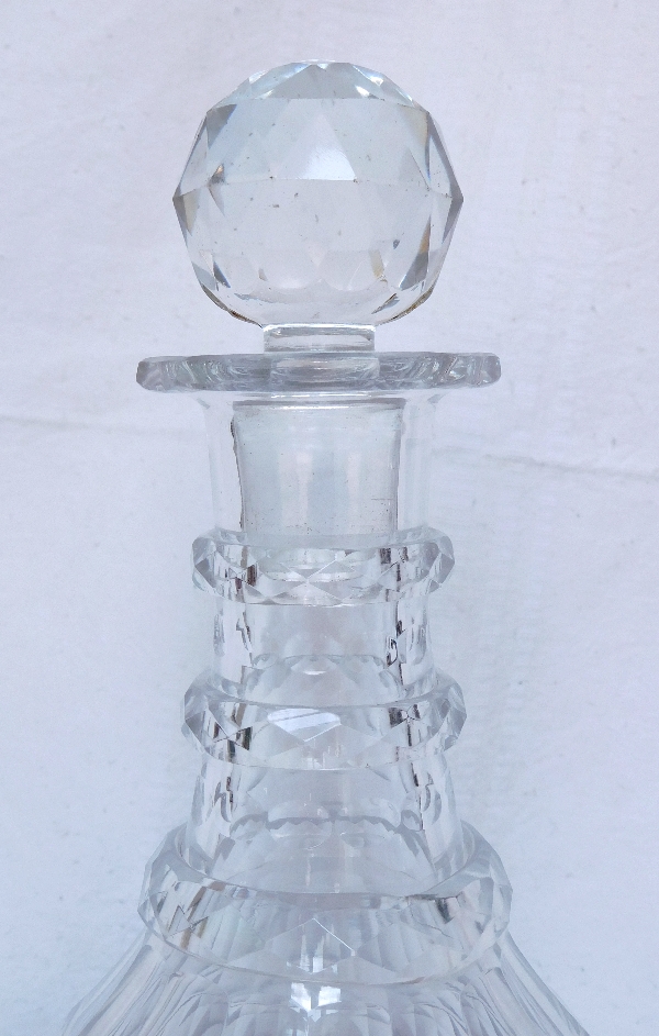 Carafe à vin / flacon à whisky en cristal, Le Creusot ou Baccarat époque Restauration 1820 - 1830