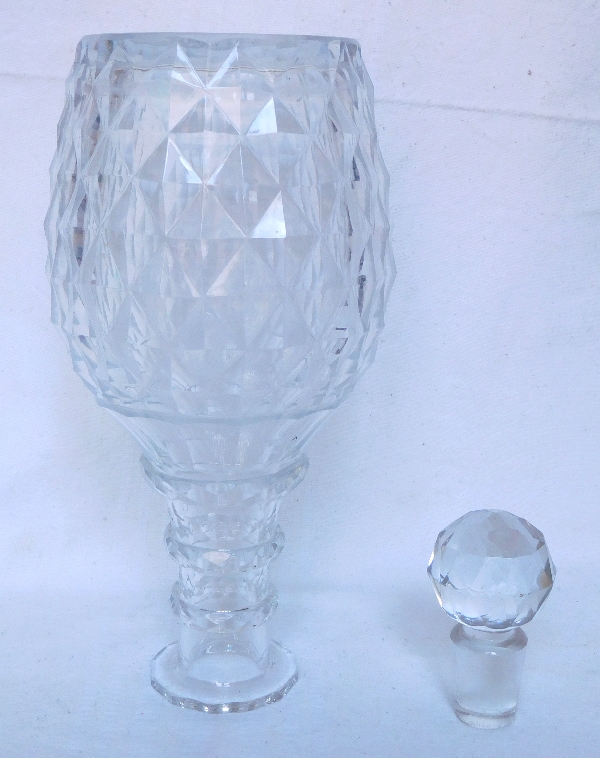 Carafe à vin / flacon à whisky en cristal, Le Creusot ou Baccarat époque Restauration 1820 - 1830