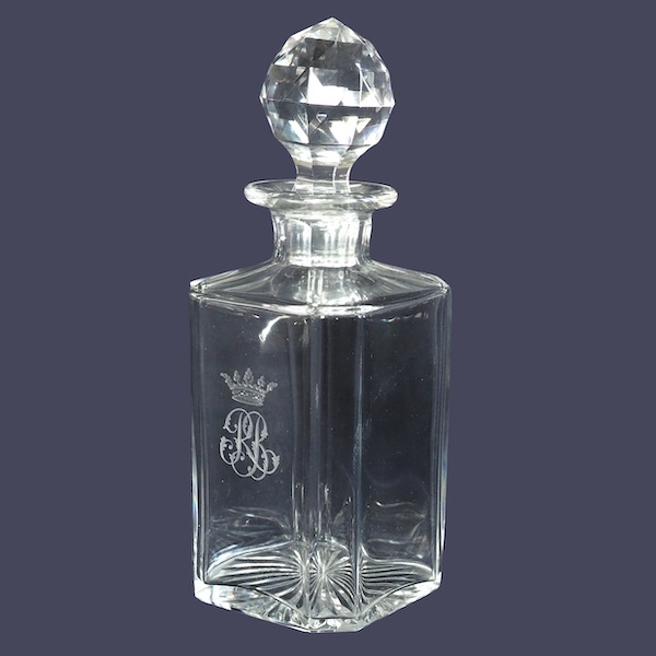 Carafe à whisky ou cognac en cristal de Baccarat - couronne de Marquis