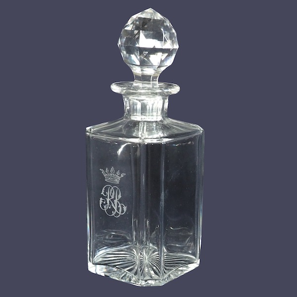 Baccarat crystal whisky bottle / brandy bottle, crown of Marquis