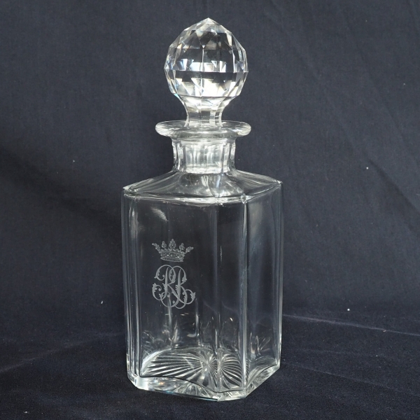 Baccarat crystal whisky bottle / brandy bottle, crown of Marquis