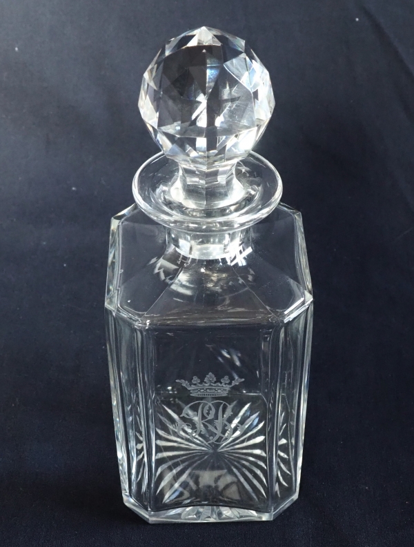 Carafe à whisky ou cognac en cristal de Baccarat - couronne de Marquis