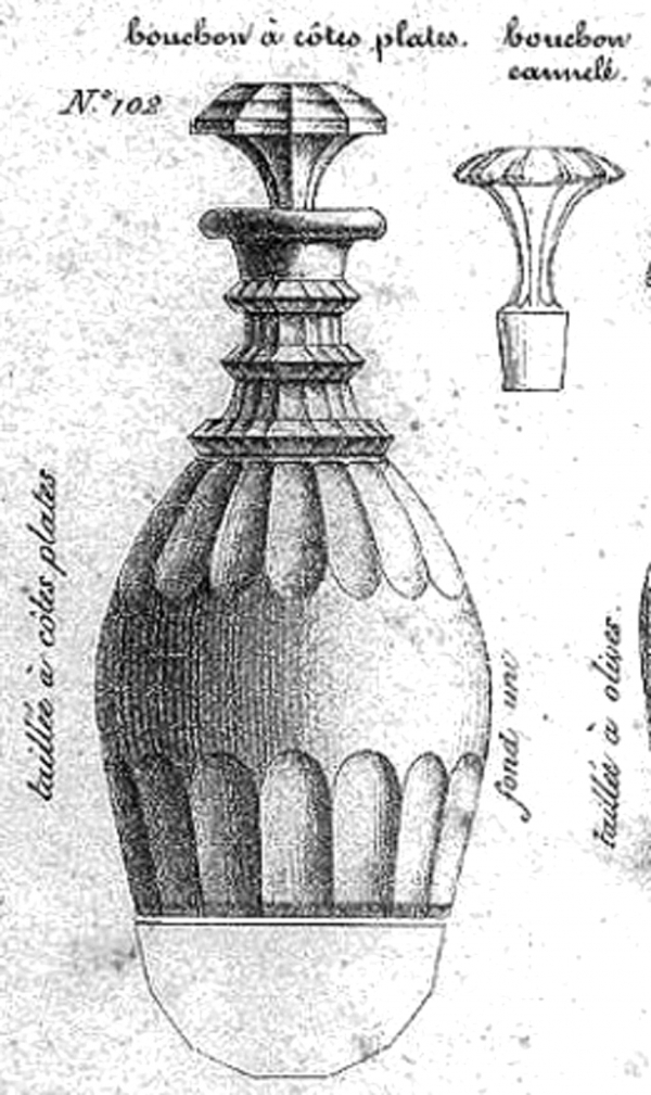 Carafe à whisky ou cognac en cristal de Baccarat taillé et doré - époque 1860