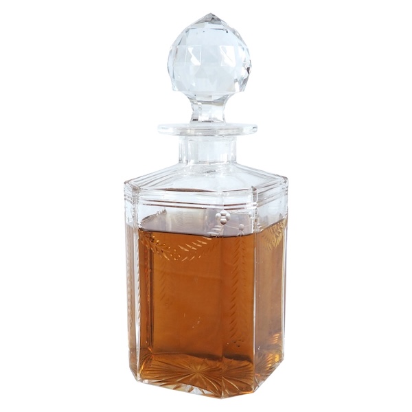 Baccarat cut crystal whisky / cognac bottle, laurels cut pattern circa 1900