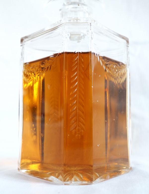Baccarat cut crystal whisky / cognac bottle, laurels cut pattern circa 1900