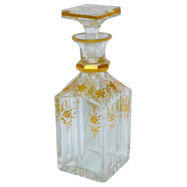 Carafe à whisky ou liqueur en cristal de Baccarat doré, époque Napoleon III