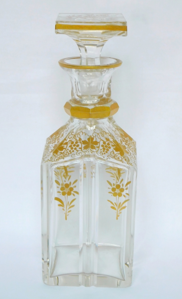 Carafe à whisky ou liqueur en cristal de Baccarat doré, époque Napoleon III