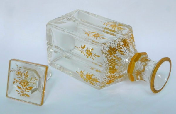 Carafe à whisky ou liqueur en cristal de Baccarat doré, époque Napoleon III