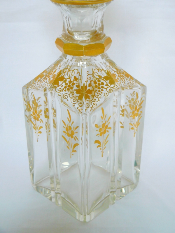 Carafe à whisky ou liqueur en cristal de Baccarat doré, époque Napoleon III