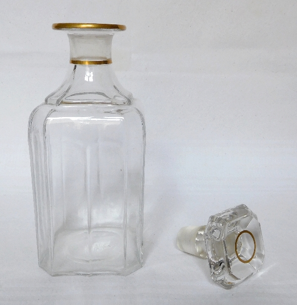 Baccarat whisky decanter enhanced with fine gold, mid 19th century