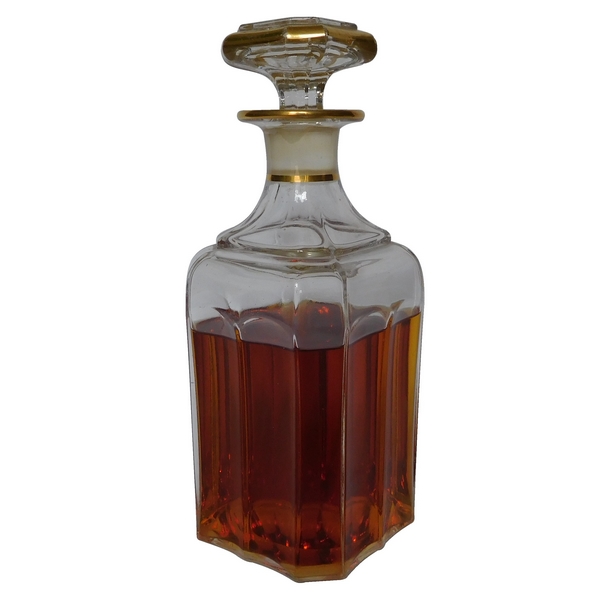 Baccarat whisky decanter enhanced with fine gold, mid 19th century