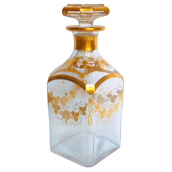 Baccarat Crystal Liquor Decanter Enhanced With Fine Gold, 19th century circa 1860