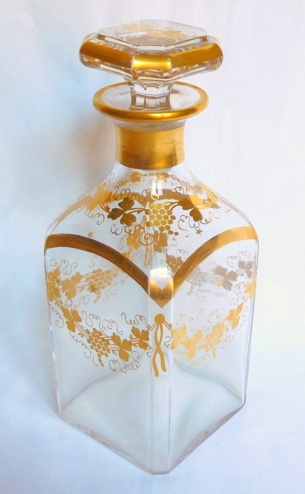 Carafe à whisky ou liqueur en cristal de Baccarat doré d'époque Napoléon III