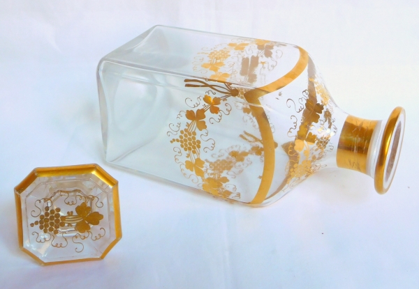 Carafe à whisky ou liqueur en cristal de Baccarat doré d'époque Napoléon III