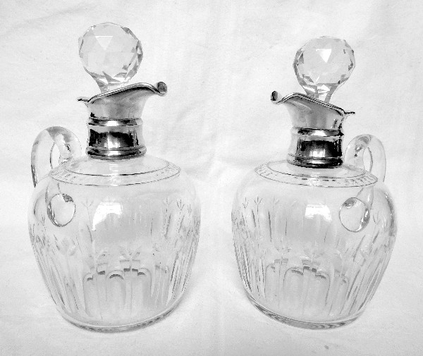 Carafe à vin fin ou à whisky en cristal de Baccarat et argent massif