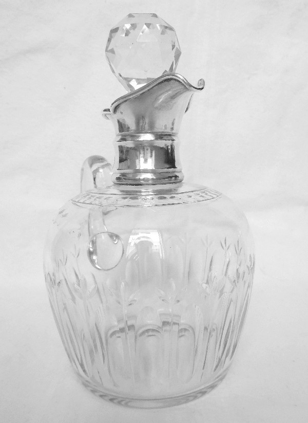 Antique French Baccarat crystal & sterling silver whisky decanter