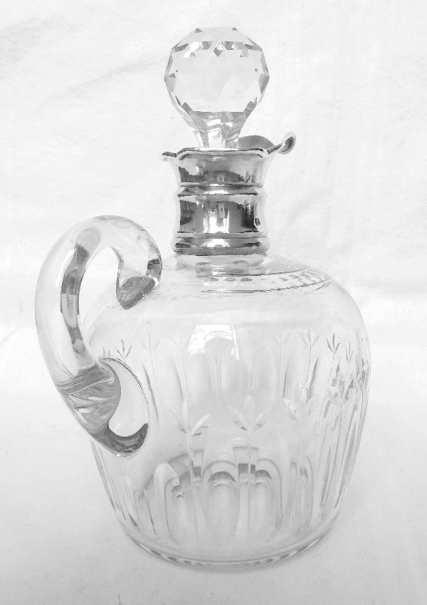 Carafe à vin fin ou à whisky en cristal de Baccarat et argent massif