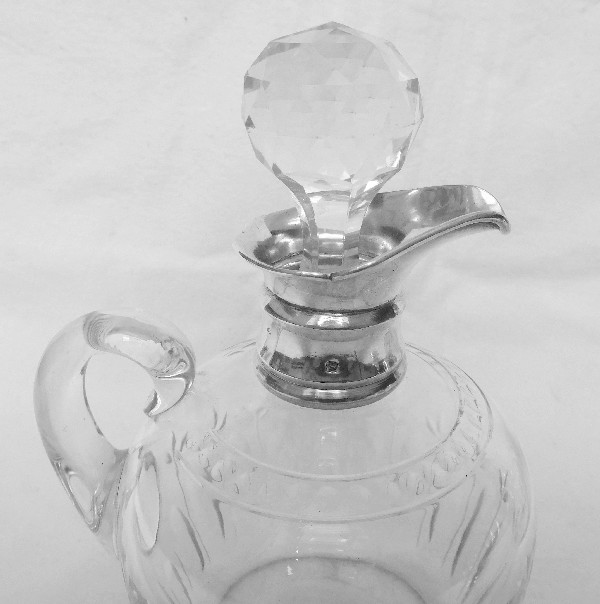 Antique French Baccarat crystal & sterling silver whisky decanter