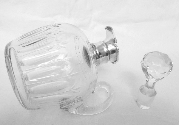 Antique French Baccarat crystal & sterling silver whisky decanter