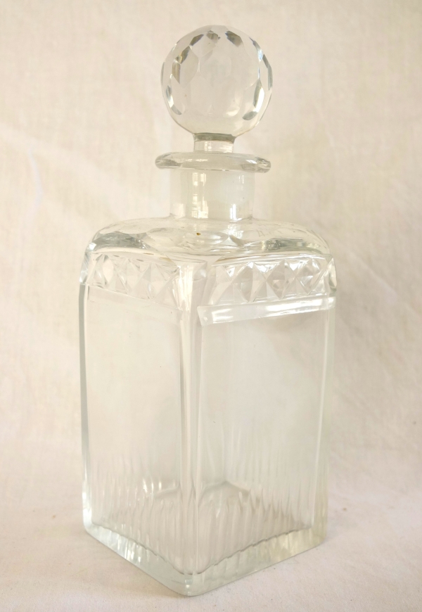 Burr wallnut and Le Creusot crystal liquor set, Empire period, early 19th century