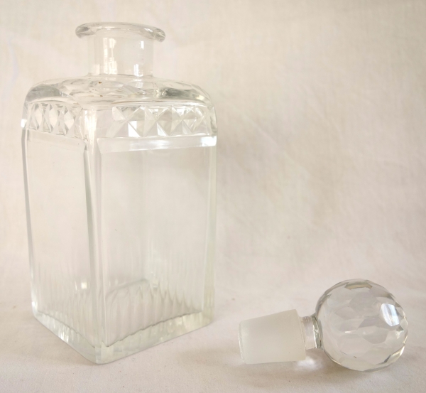 Burr wallnut and Le Creusot crystal liquor set, Empire period, early 19th century