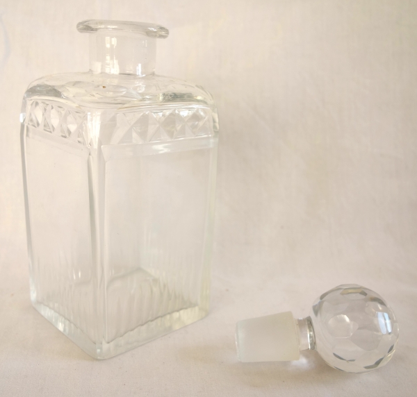 Burr wallnut and Le Creusot crystal liquor set, Empire period, early 19th century