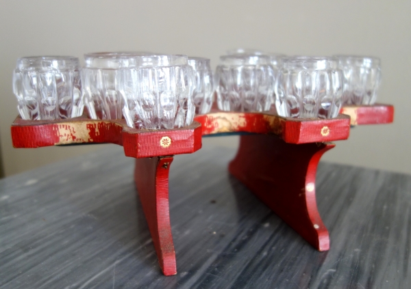 Cave à liqueur d'époque Empire en cristal du Creusot et acajou - complète avec ses verres