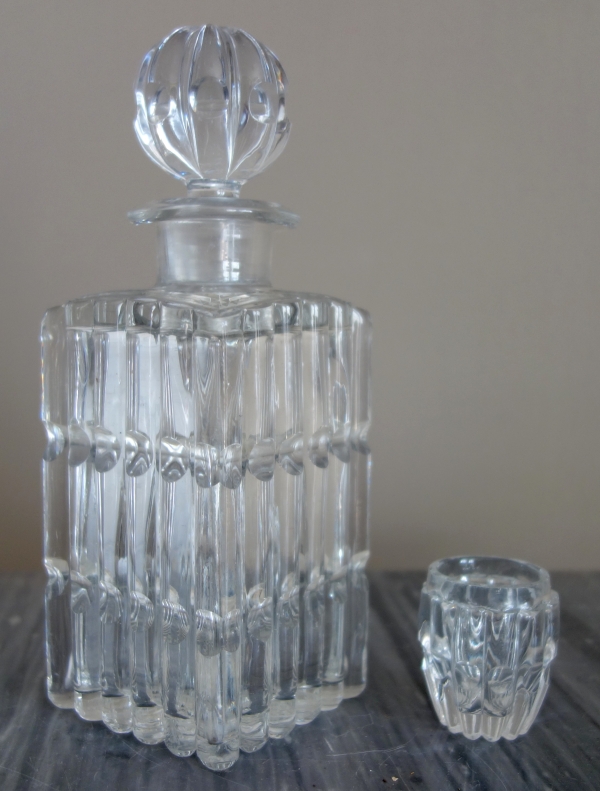 Cave à liqueur d'époque Empire en cristal du Creusot et acajou - complète avec ses verres