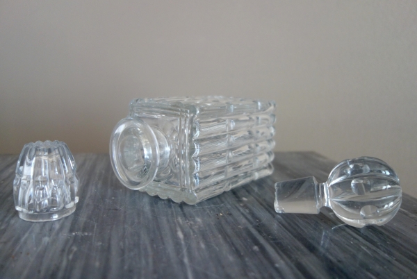 Cave à liqueur d'époque Empire en cristal du Creusot et acajou - complète avec ses verres