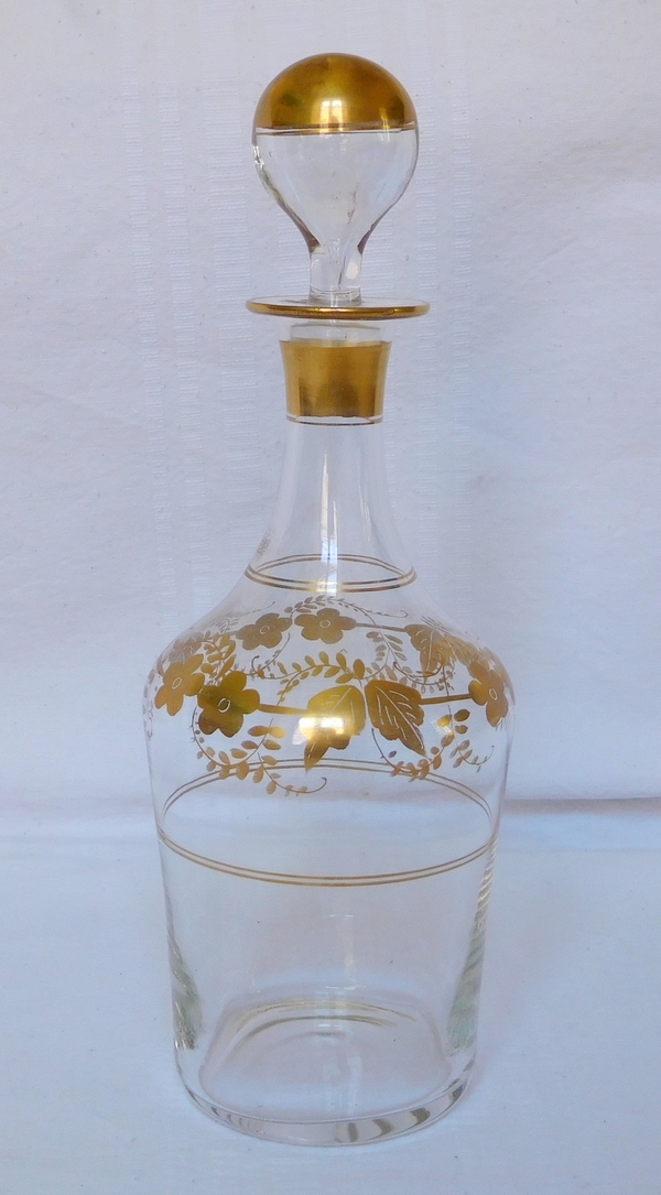 Cave à liqueur Napoléon III en bois laqué, cristal de Baccarat doré