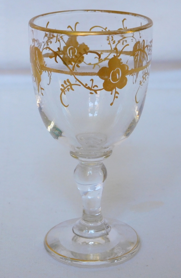 Cave à liqueur Napoléon III en bois laqué, cristal de Baccarat doré