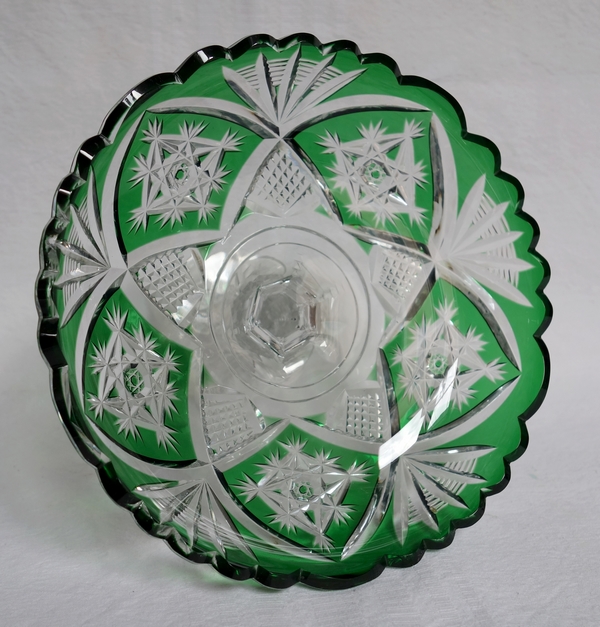 Baccarat crystal candy cup, green overlay crystal circa 1900