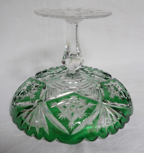 Baccarat crystal candy cup, green overlay crystal circa 1900