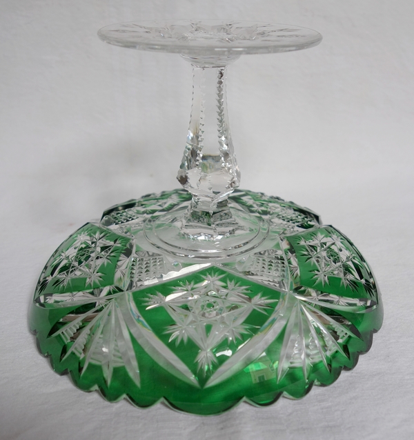 Coupe à bonbons en cristal de Baccarat overlay vert sapin, époque 1900