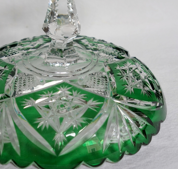 Baccarat crystal candy cup, green overlay crystal circa 1900